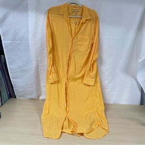Frank & Eileen Sunny Yellow Long Sleeve Rory Button-Front Shirt Dress